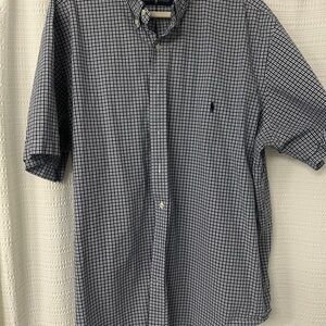 Ralph Lauren Men's Navy and White Plaid Shirt